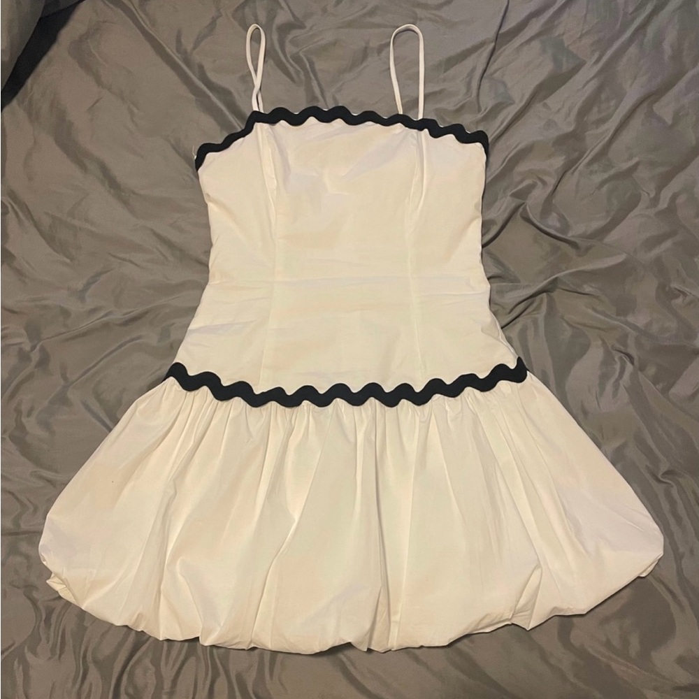White Mini Dress with Black Accents